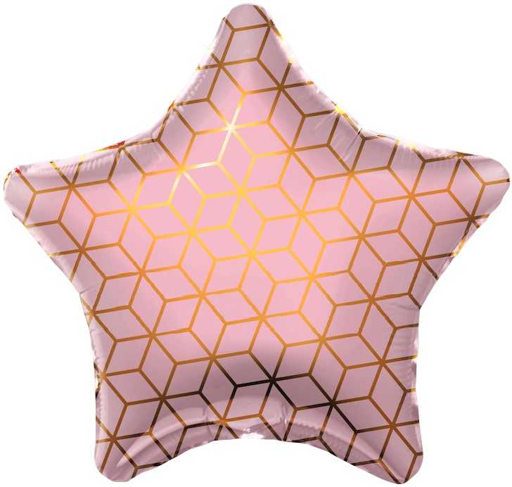 Шар (19''/48 см) Звезда, Геометрия, Розовый 757673