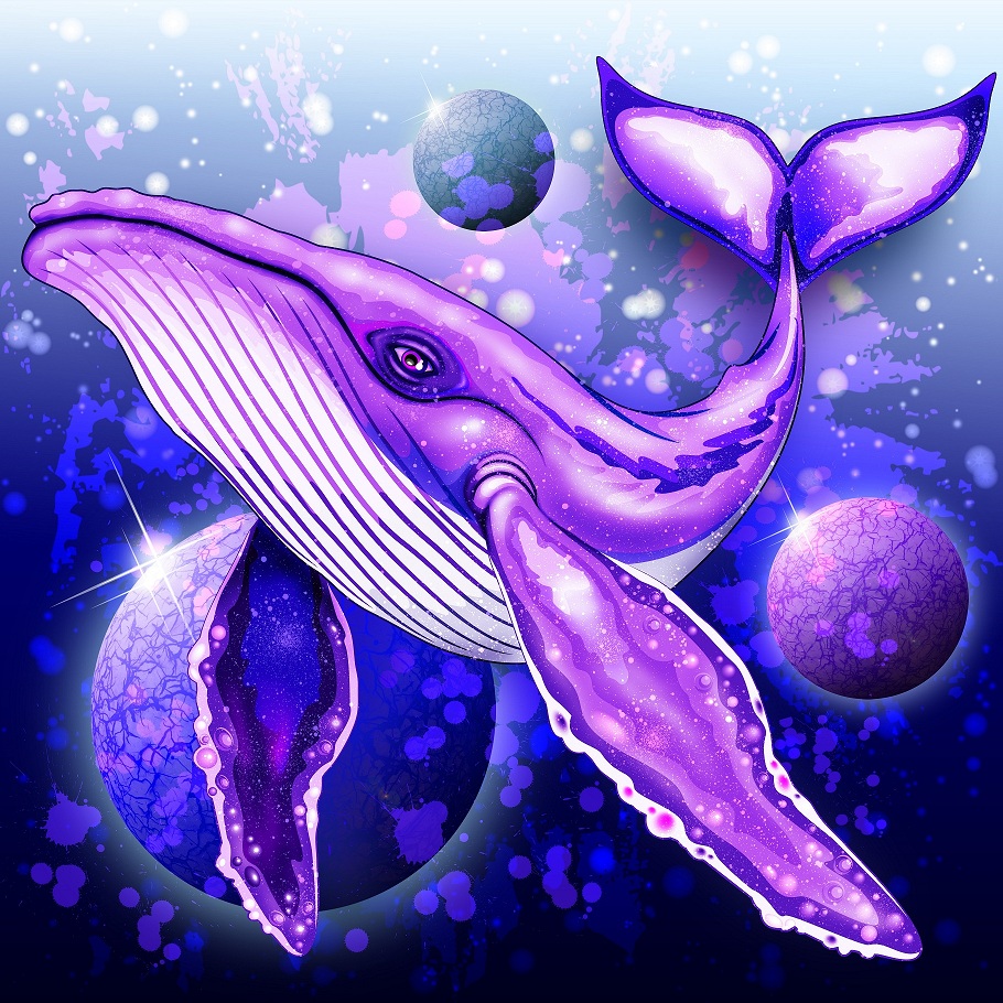 Холст с красками 20х20 по номер. в кор.  (цв.13)  Фиолетовый кит (Арт. ХК-8778)