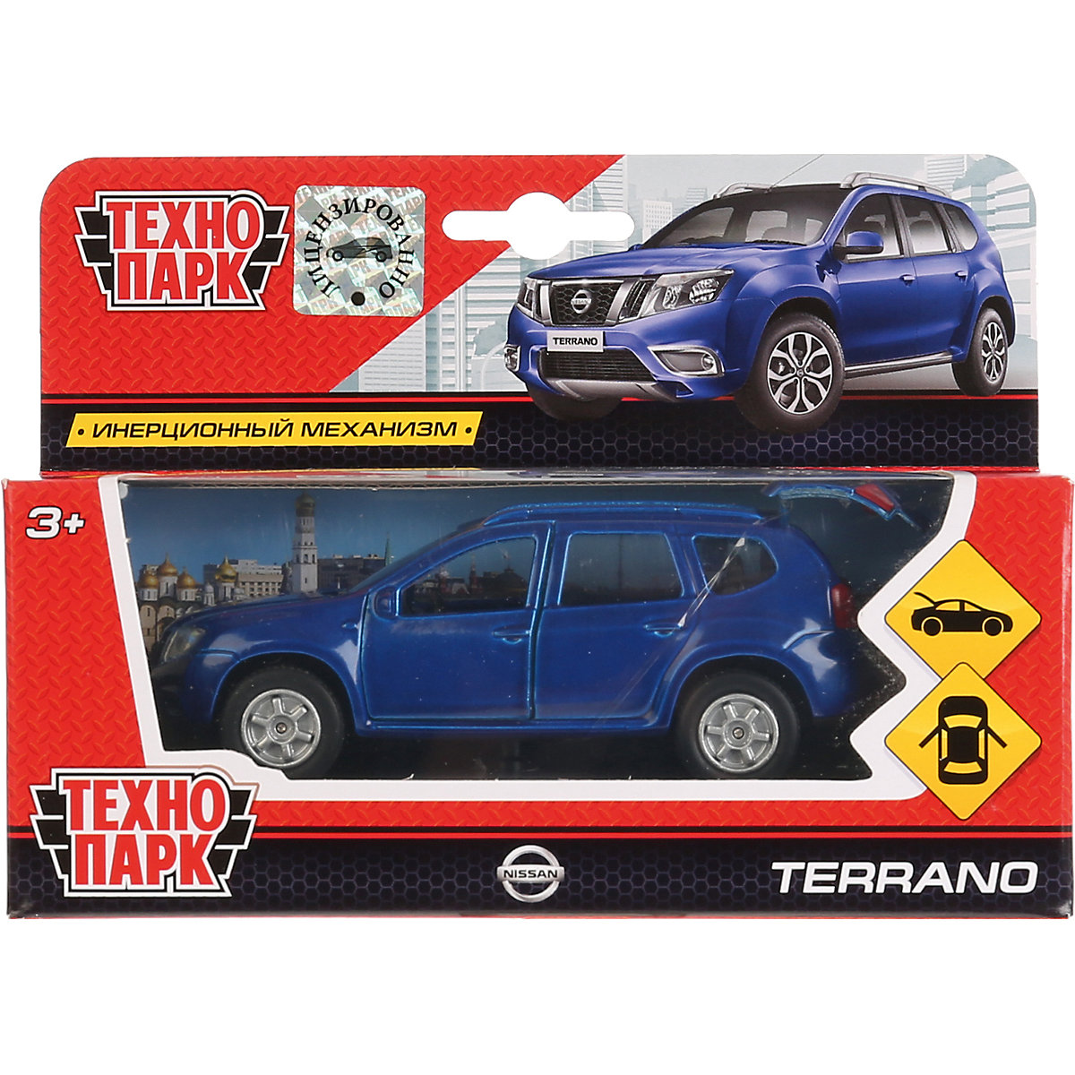 Машина металл Nissan Terrano синий 12 см, откр.дв.,багаж., инерц. в русс. кор.SB-17-47-NT-N(BU)-WB
