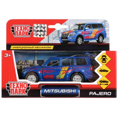 Машина металл "MITSUBISHI PAJERO SPORT" 12см, открыв двери, инерц, синий в кор Технопарк, PAJERO-S--