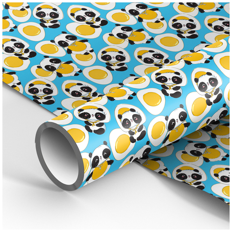 Упаковочная бумага глянц. 70*100см, MESHU "Cute pandas", 90г/м2 М100_41081