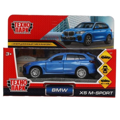 Машина металл bmw X5 M-SPORT 12 см, двери, багаж, син, кор. Технопарк X5-12-BU
