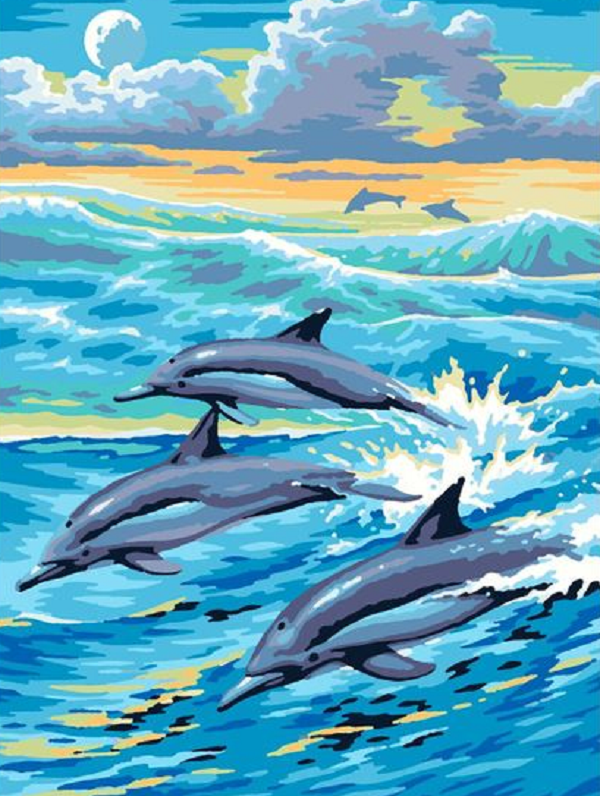 Картина по номерам 30*40 "Дельфины" КН3040037