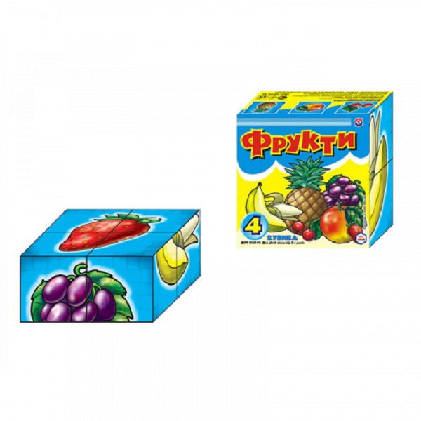 Кубики 4шт "ФРУКТЫ" Т1332