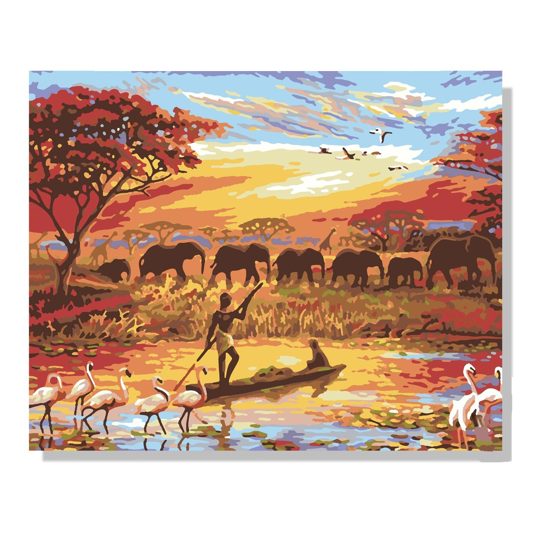 Картина по номерам на холсте 50х40 "Африканский пейзаж" КН5040808