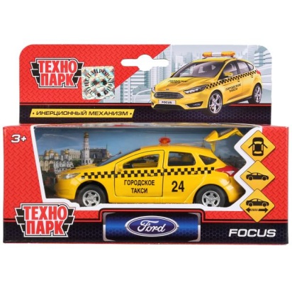 Машина металл FORD Focus хэтч. такси 12см, открыв. двери, инерц. в кор. Технопарк, SB-17-81-FF-T-WB