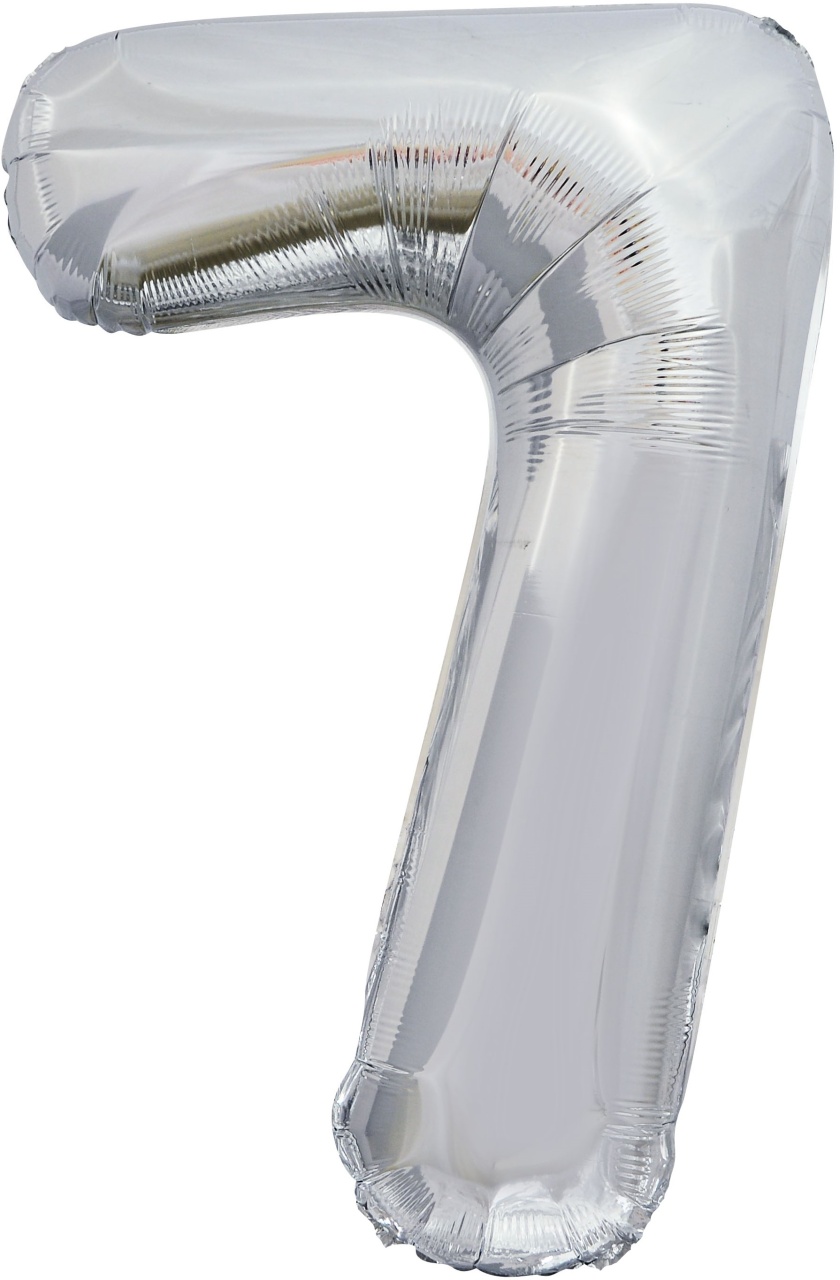 Шар (34''/86 см) Цифра, 7, ЭКО, Серебро, 21547