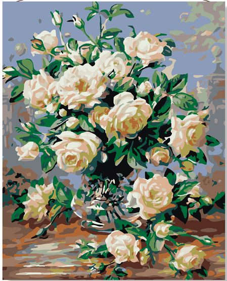 Картина по номерам на холсте 50х40 "Белые розы" КН5040149