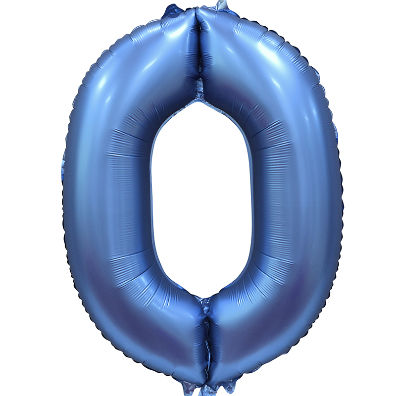 Шар (34''/86 см) Цифра, 0, Синий, Сатин,131050