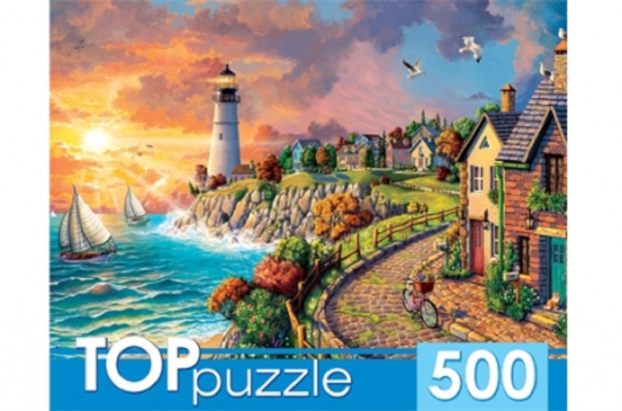 TOPpuzzle.ПАЗЛЫ 500 элементов.ХТП500-4231 Прибрежный  город и маяк