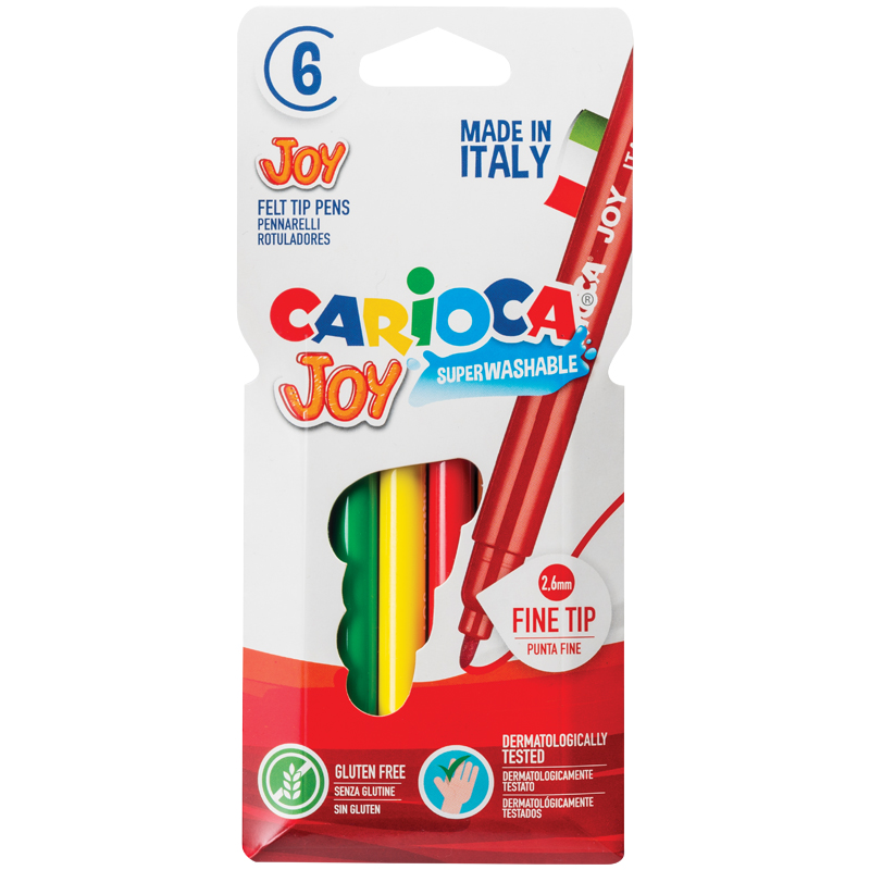 Фломастеры Carioca "Joy", 06цв., смываемые, картон, европодвес 40549