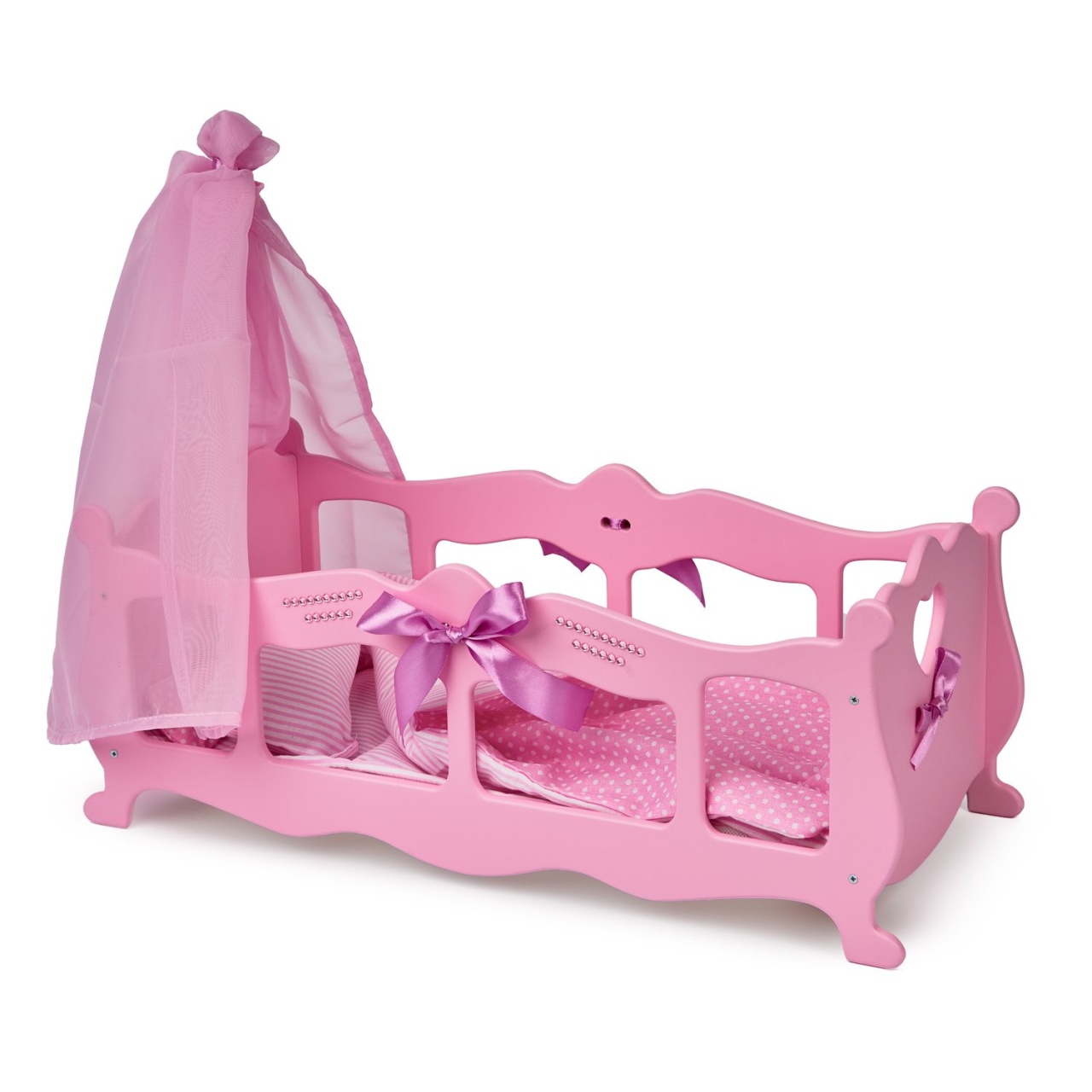 Кроватка (колыбелька) с постельным бельем и балдахином ( коллекция "Diamond princess" розовая) 72519