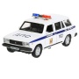 Машина металл свет-звук "ваз-2104 жигули полиция" 12см, инерц.,белый в кор.Технопарк 2104-12SLPOL-WH