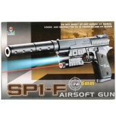Пистолет с лазер. прицелом, с глушителем, с фонариком SP1-F , 100000258