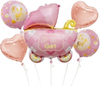 Набор шаров (35''/89 см) Коляска для девочки, Розовый, 5 шт. R2018