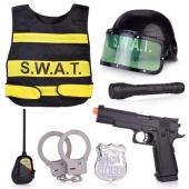Набор полицейского YA-202 (жилет, каска, оружие, рация, значок, наручники) в пакете   YA-202 / 44030
