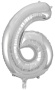 Шар (34-86 см) Цифра, 6, Серебро, 20346