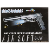 Пистолет с глушителем, с фонарем, съемн. магазин K2011-B , 1B00082
