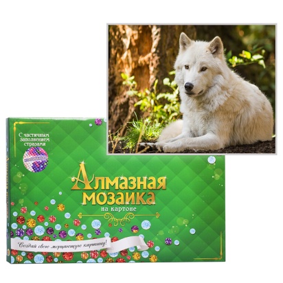 Алмазная мозаика 30х40 "Белый волк" на картоне с част. заполн.   ACA033 / 398322