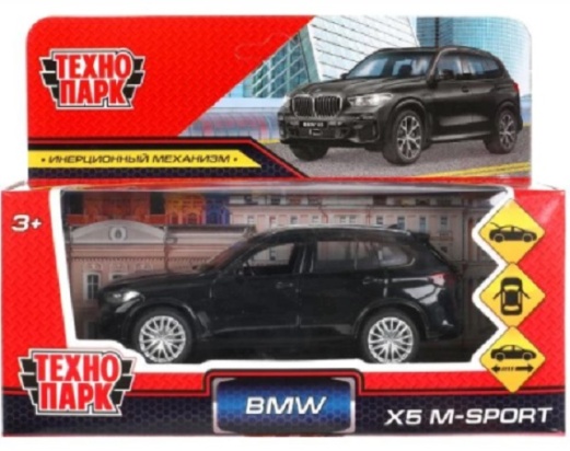 Машина металл bmw X5 M-SPORT 12 см, двери, багаж, черн, кор. Технопарк X5-12-BK