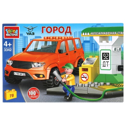 UAZ конструктор uaz patriot на заправочной станции, 78 дет. Город мастеров SB-3342