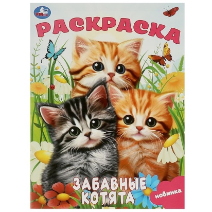 Забавные котята. Раскраска. 214х290 мм. Скрепка. 16 стр. Умка 372758
