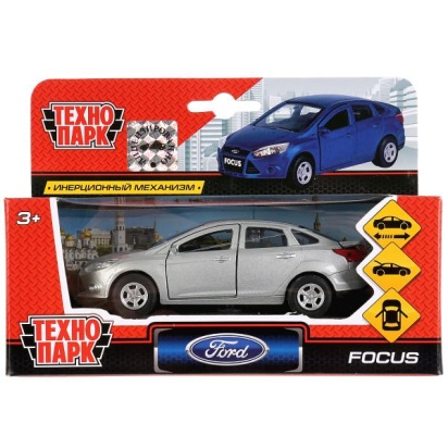Машина металл FORD Focus 12см, инерц., открыв. двери, цвет серебристый в кор. Технопарк, SB-16-45-N(