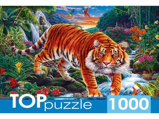 TOPpuzzle. ПАЗЛЫ 1000 элементов. ФТП1000-9854 Тигр у водопада