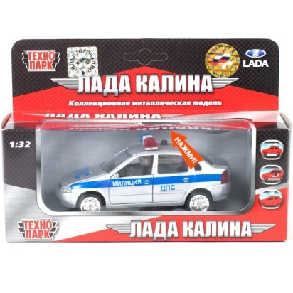 Машина металл LADA калина ТАКСИ 12 см, свет+звук, откр. дв., инерц., в кор. Технопарк CT1049WB-T