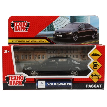 Машина металл VOLKSWAGEN PASSAT длина 12 см, двер, баг, инерц, черный, кор. Технопарк , PASSAT-12-BK