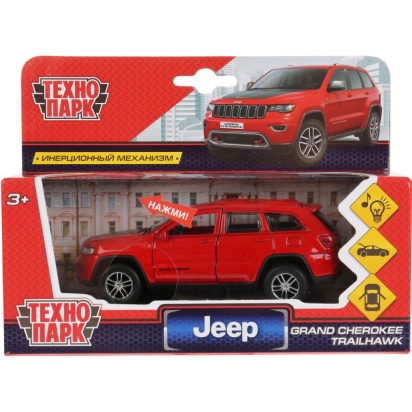 Машина металл свет-звук "jeep grand cherokee" 12см, инерц., красный в кор. CHEROKEE-12SL-RD