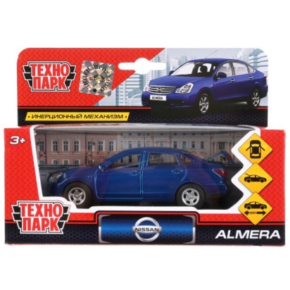 Машина металл NISSAN almera 12 см, двери, багаж., инерц., кор. Технопарк SB-17-47-NA(BU)-WB