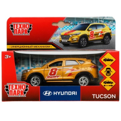 Машина металл HYUNDAI TUCSON СПОРТ длина 12 см, двери, багаж., инер, кор. Технопарк TUCSON-12SRT-GD