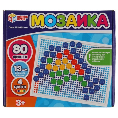 Мозаика пластиковая. 80 фишек. 4 цвета. Поле 195х155мм. 309851