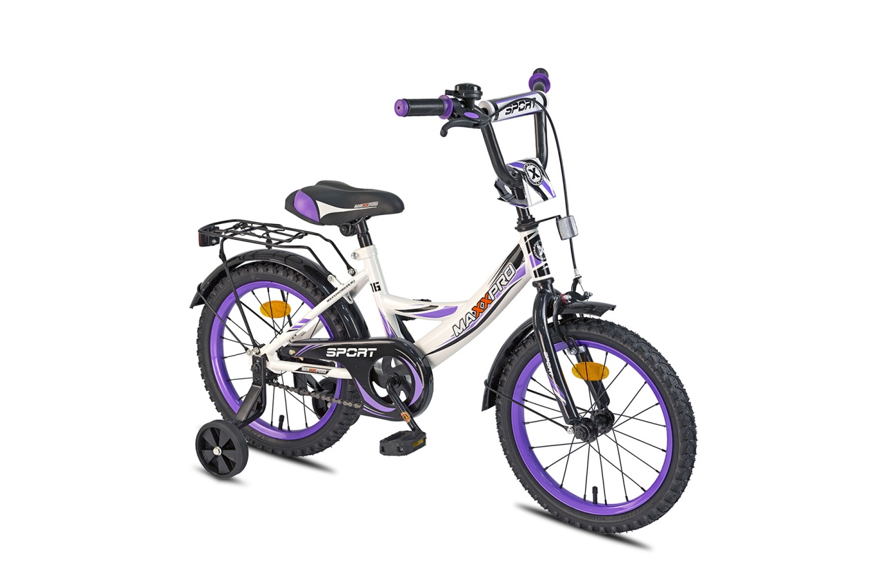 Велосипед 2-х колесный 16 SPORT (бело/черно/фиолетовый)Z16211                   