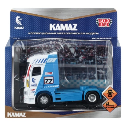 Машина металл KAMAZ ТЯГАЧ СПОРТ 14 см, двери, инерц, синий, кор. Технопарк  KAMAZHEAD-14-SRT (48)