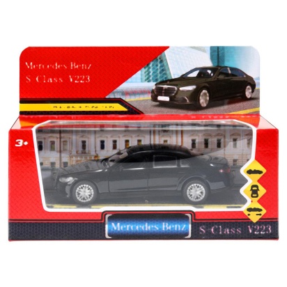 Машина металл MERCEDES-BENZ s-class v223 12 см, двери,багаж,инер,черный,кор. Технопарк SCLASS-13-BK