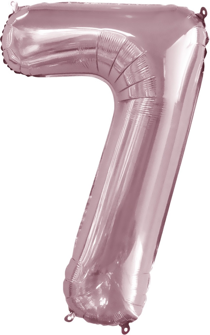 Шар (34''/86 см) Цифра, 7, Slim, Светло-розовый, 130017