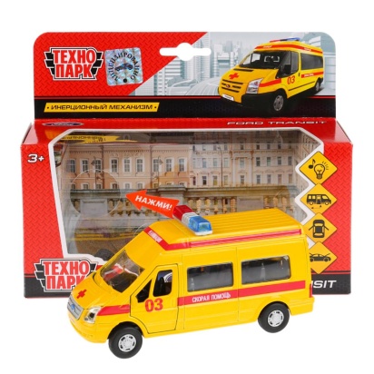 Машина металл FORD Transit реанимация 13см, свет+звук, инерц. в кор., SB-13-02-A-WB