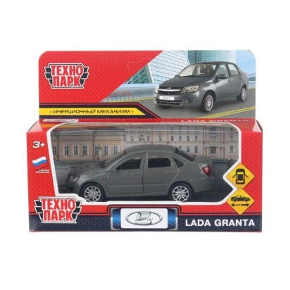 Машина металл LADA granta 11,5 см, двери, инерц, серый, кор. Технопарк   GRANTA-12-GR (72)