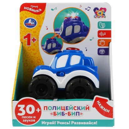 Музыкальная машинка Барбарики полицейский "бип-бип". 6 песен из м/ф,игра, свет. Умка HT844-R