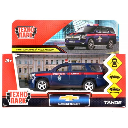 Машина металл CHEVROLET TAHOE СЛЕД КОМИТЕТ 12 см, двер, баг, ин, СИНИЙ, кор.Технопарк TAHOE-12COM-BU