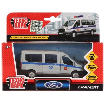 Машина металл FORD Transit полиция 12см, открыв. двери, инерц. Технопарк, SB-18-18-P-WB