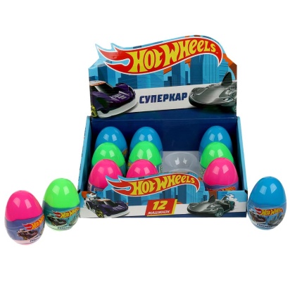 Машина металл Хот Вилс ЯЙЦО 5 см, в ассортименте, дисплей Технопарк  HW-EGG-094-R
