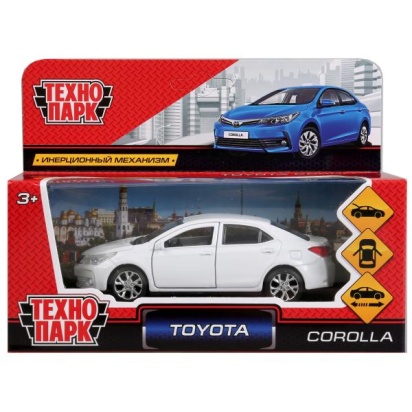 Машина металл TOYOTA COROLLA, длина 12см, откаыв. двери, инерц, белый, в кор. Технопарк, COROLLA-WT