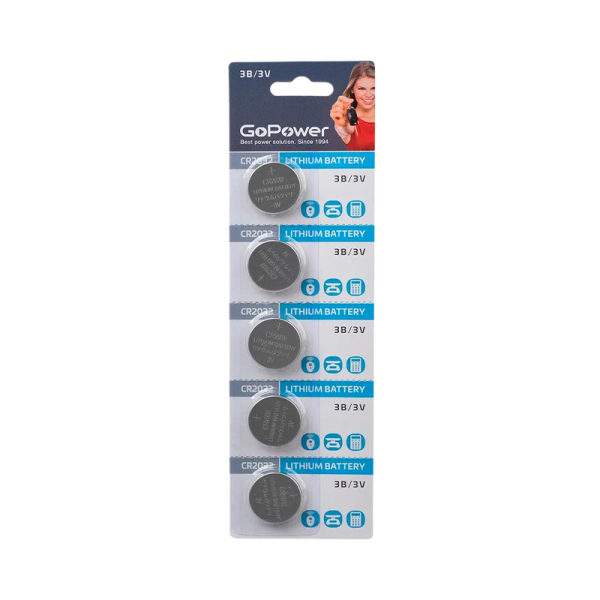 Батарейка GoPower CR2032 BL5 Lithium 3V