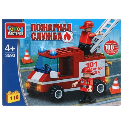Конструктор ПОЖАРНАЯ МАШИНА, 118 дет. Город мастеров 3593-UU