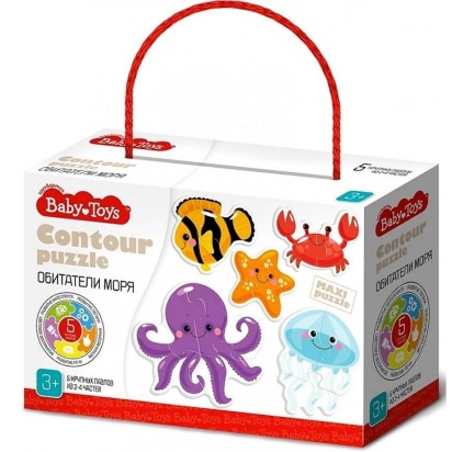 Пазлы контурные "Обитатели моря" Baby Toys 04119