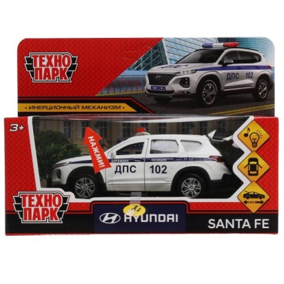Машина металл свет-звук HYUNDAI SANTAFE ПОЛИЦИЯ 12 см, двер, багаж, ин, кор. Технопарк SANTAFE2-12SL