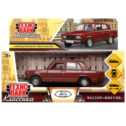 Машина металл LADA ваз-2105 1997 12 cm, двери, багаж, инерц., романс, кор. Технопарк   2105-12-RM